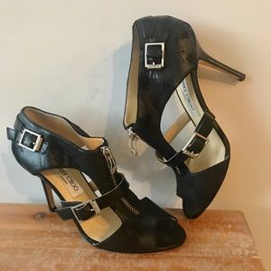 JIMMY CHOO Front Zip Buckle Heels!
